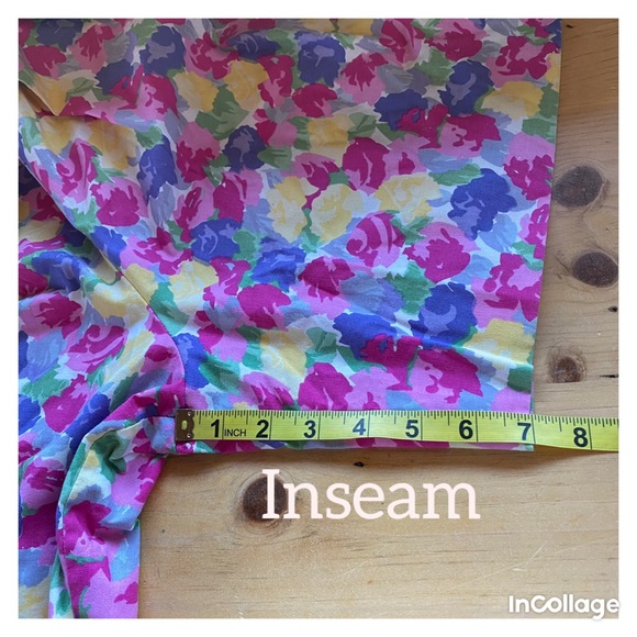 Vintage floral multicolor pleated 80s 90s shorts Bermuda retro mom high waisted - Picture 5 of 9